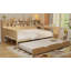 Lit de jour double en bois avec tablettes de rangement, lit multifonctionnel avec lit gigogne simple et bureau d'étude, naturel (ancien SKU: N733S242277M)