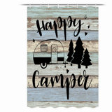 RusticCamp Shower Curtain - Farmhouse Camping Fabric, Short & Narrow, with Hooks for Camper RV Travel Trailers