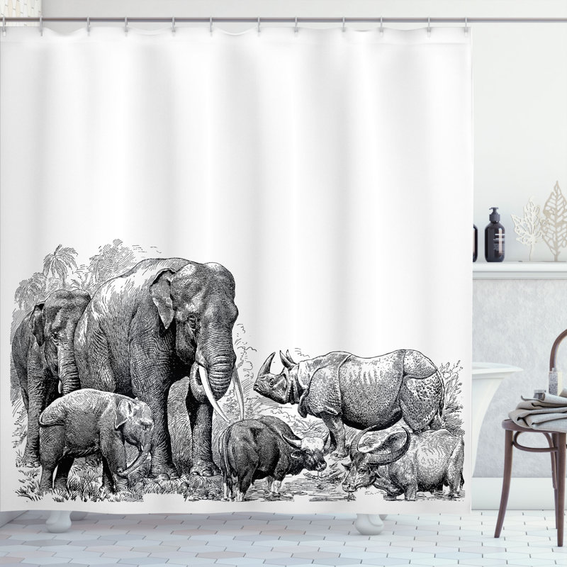 Shower Curtain with Hooks Included, 69" H x 105" W