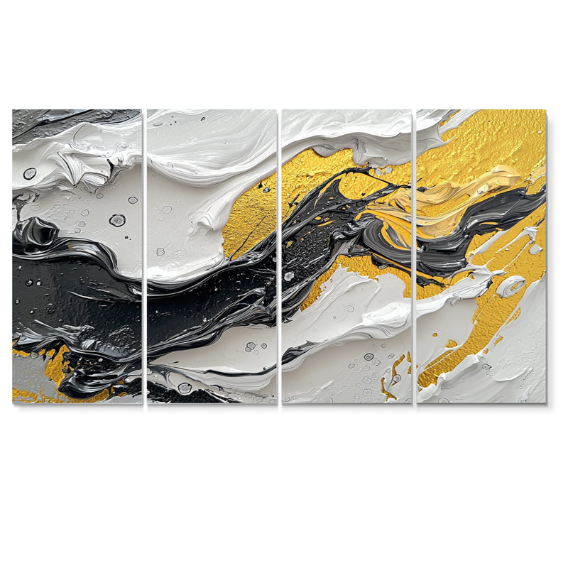 Fugue noire et jaune dans Colo II - art mural jaune - art mural moderne, 4, H 28 po x l 48 po