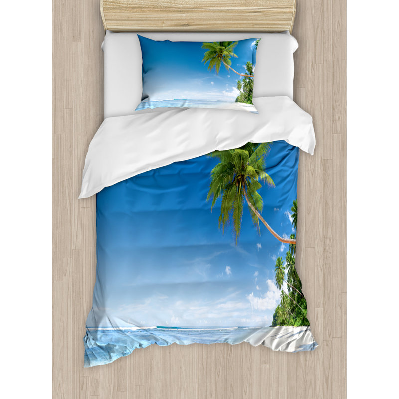 Coastal Polyester Floral Duvet Cover