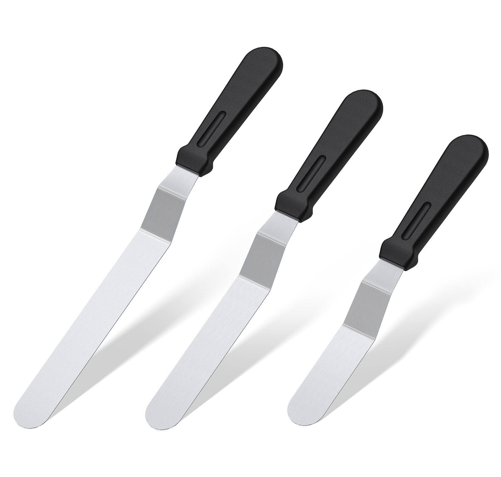 Offset Spatula Set of 3 (6, 8 and 10 Inch Blade) Dishwasher Safe Stainless  Steel and PP Plastic Handle - Angled Frosting Icing Spatula for Cake