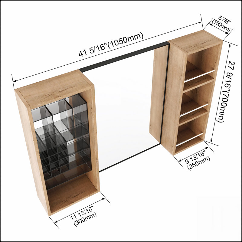 Armoire de toilette murale 41,3 po avec rangement spacieux en contreplaqué durable et design moderne