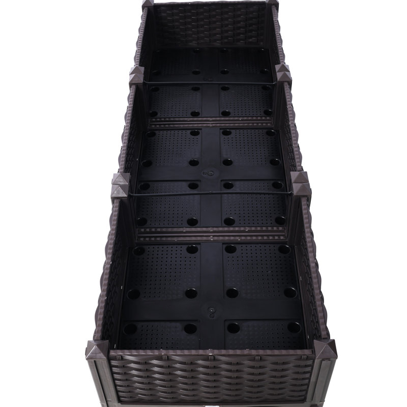 Brown Raised Planter Beds - 47.2"X15.7"X27.7" Polypropylene Garden Boxes With Drainage Hole For Veggies, Flowers, And Herbs Elevated 47.2"X15.7"X27.7", Brown, Herbs, Attractive Pattern