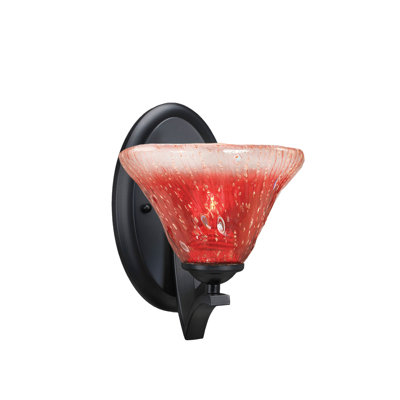 Zilo Wall Sconce Shown In Matte Black Finish With 7" Raspberry Crystal Glass