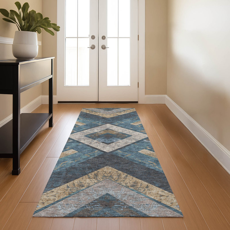 Premium Machine Washable Millbrook AMF1955 Geometric Rug, Runner 2'3" x 7'6"