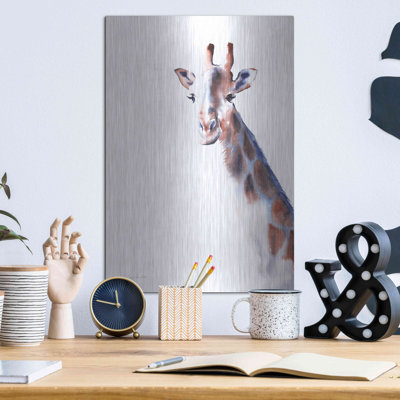 «Copper and Blue Giraffe» Saint par Alan Majchrowicz, art luxueux en métal
