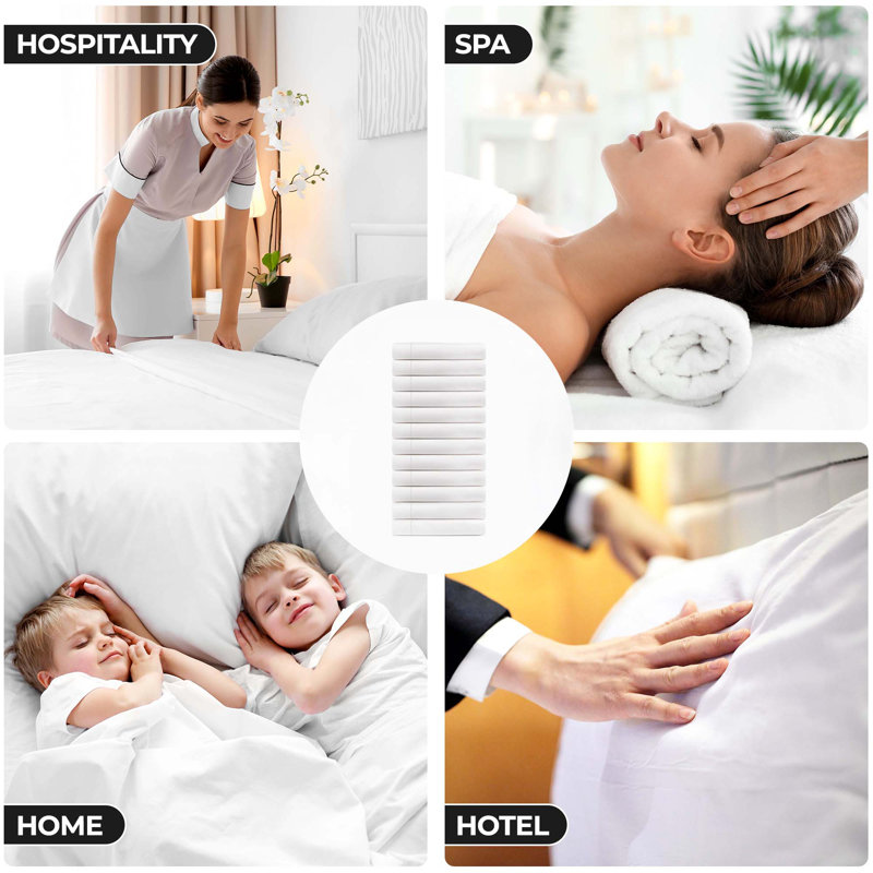 Hotel Quality Mederos 12 Piece Cotton Rich Percale Weave  Pillowcase Pack, Bright White, King