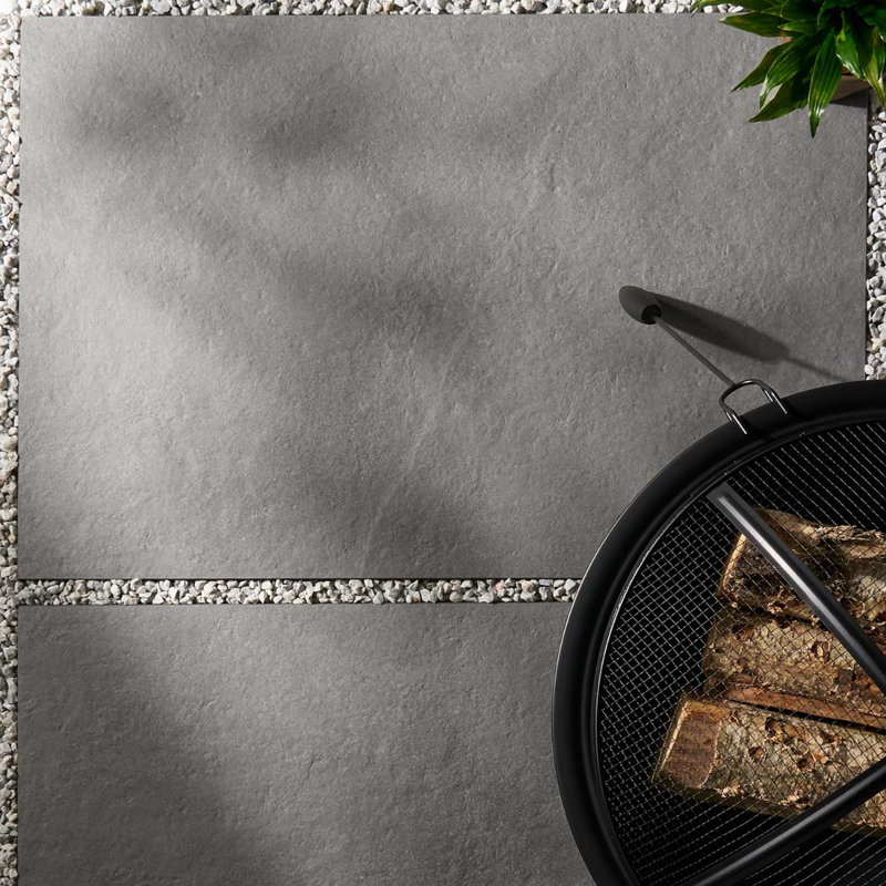 Era 24x36 Matte Limestone Look Porcelain Paver, Silver Gray