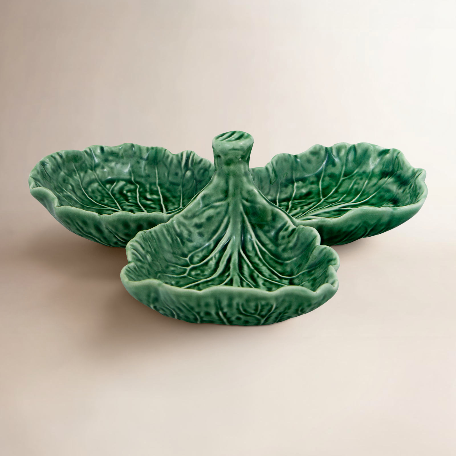 Cabbage Novelty Divided Serving Dish, Green, 2.56" H x 8.46" W x 8.46" L