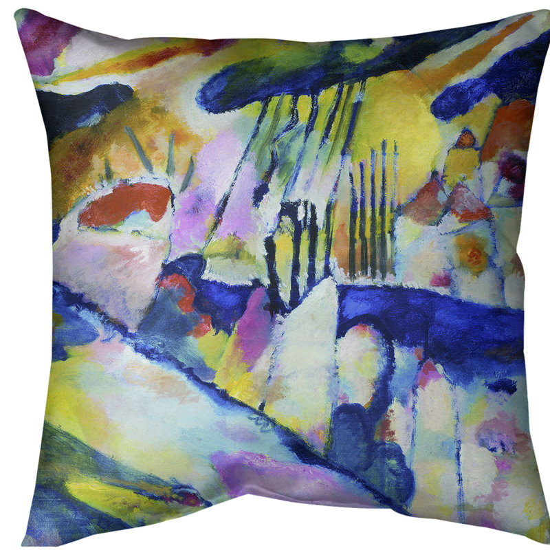 Housse de lin abstraite «Landscape with Rain» par Kandinsky, réversible et à fermeture à glissière, Alternative au duvet