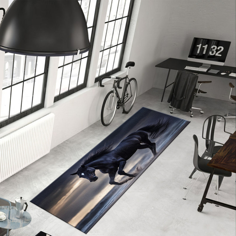 Floral Motif Non Woven Soft Type Printed Rug with Intricate Design for Enhanced Room Decor, Rectangle 2'8" x 4'11"