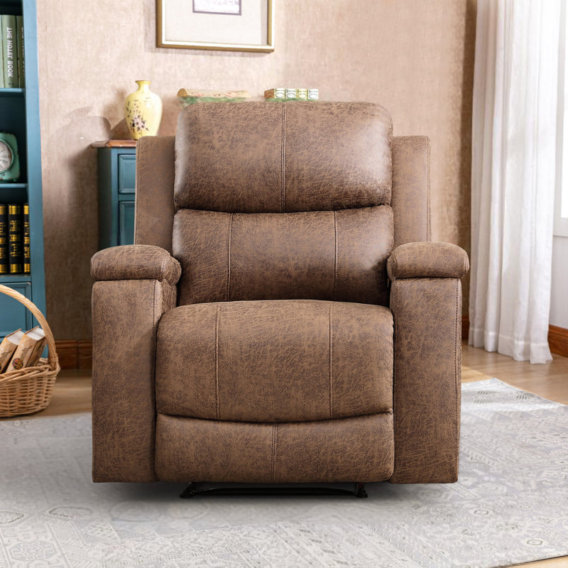 Fauteuil inclinable en similicuir 37 po Emony, Chameau