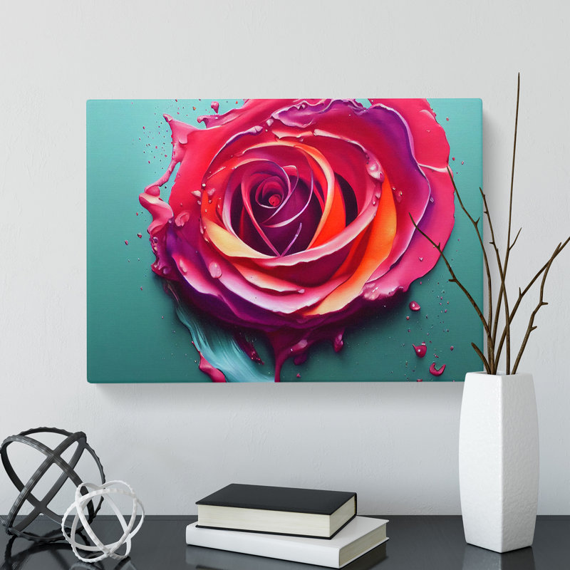 Painted Rose Flower Vol.4 - Wrapped Canvas, 40cm H x 60cm W x 3cm D
