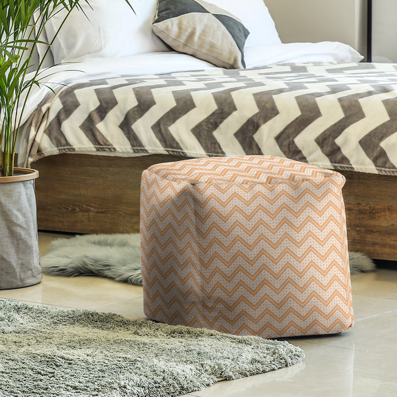Repose-pieds cubique à motif à chevrons à la main classic, Orange