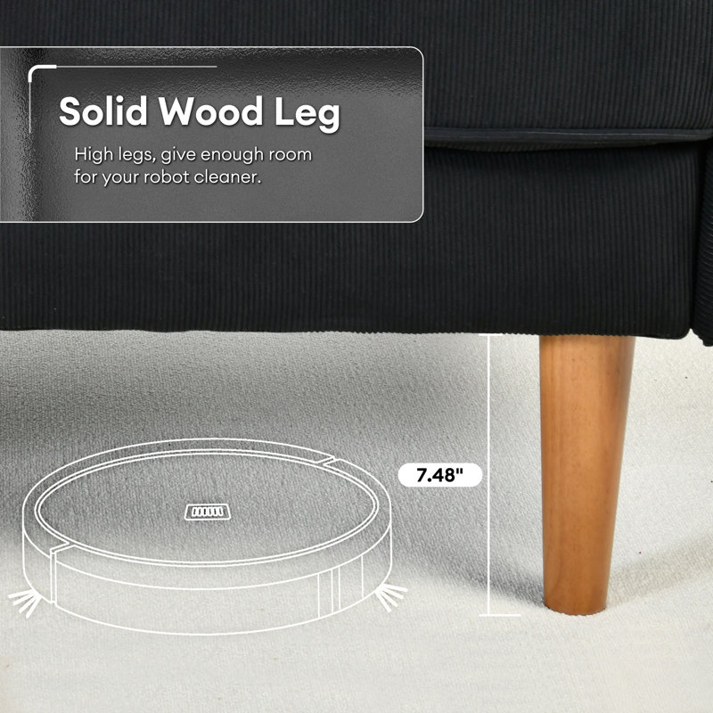 Canapé modulaire rembourré 2 pièces Brevick, Orienté à droite, Mélange de polyester noir