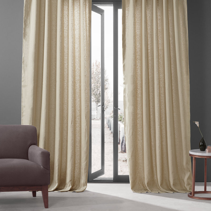 Briella French Linen Room Darkening Curtain, Ancient Ivory, 50" W x 120" L