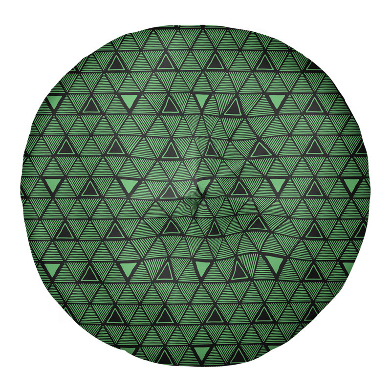 Coussin de sol classique à motif de triangles dessinés à la main, 26 po x 26 po, Vert foncé