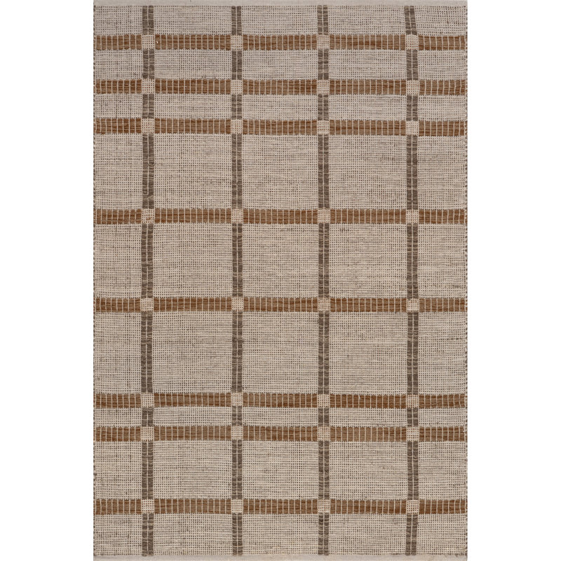 Annie Plaid Wool and Cotton Area Rug, Rectangle 5' x 8'