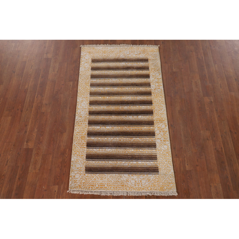 Tapis jaune moderne abstrait 3 x 5
