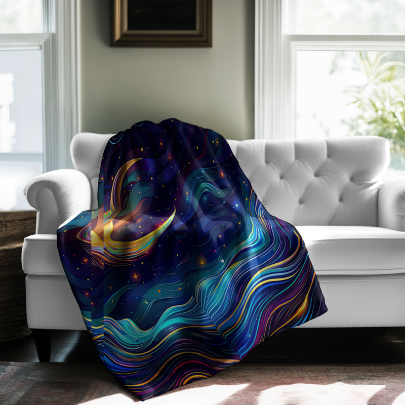 Astral Magic Symphony - couverture sherpa de qualité supérieure 1 pièce, Lit simple