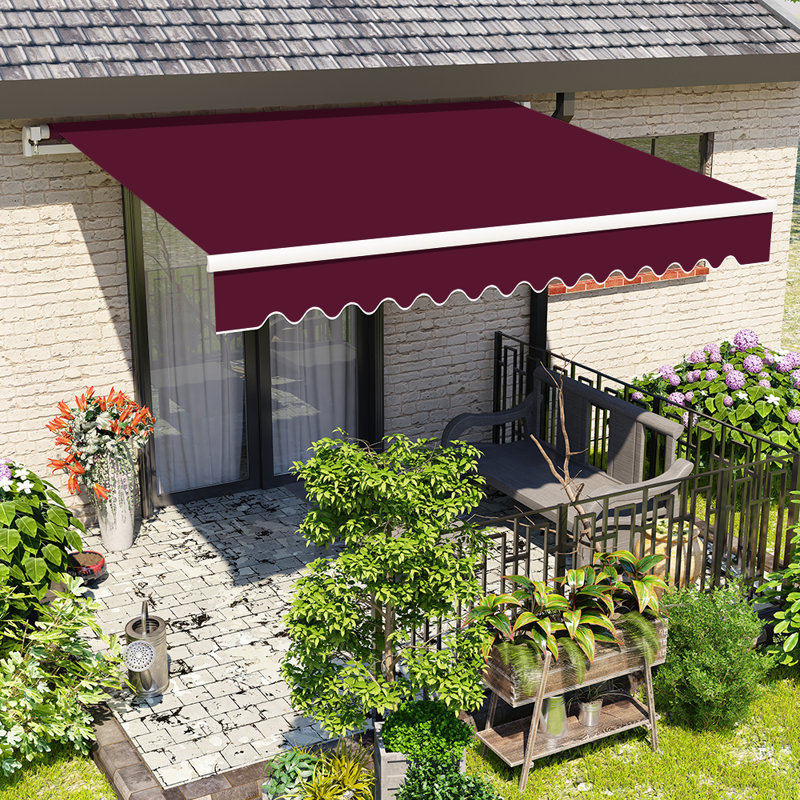 Dakota Fields Fabric Cover Retractable Patio Awning, Wine Red, 250cm W x 200cm D