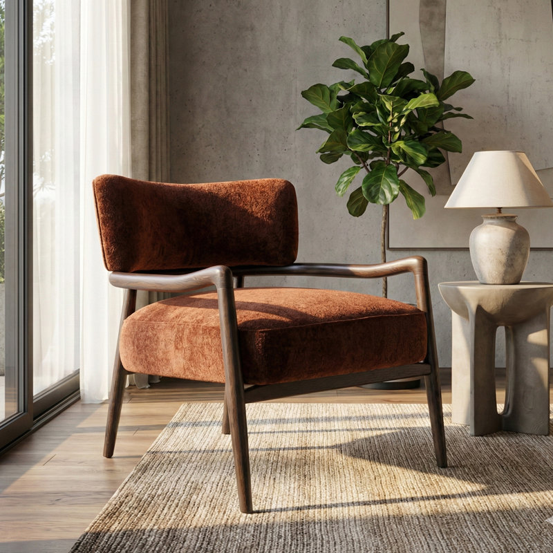 Fauteuil d'appoint sculptural rembourré Premier Dom, Brun
