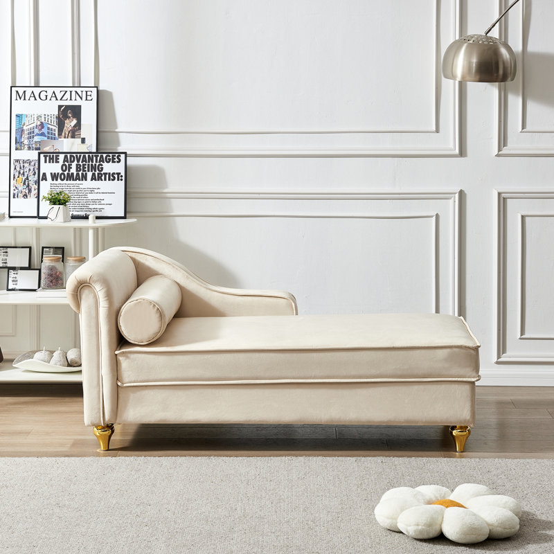 Chaise longue avec rangement Modern Upholstery, Beige