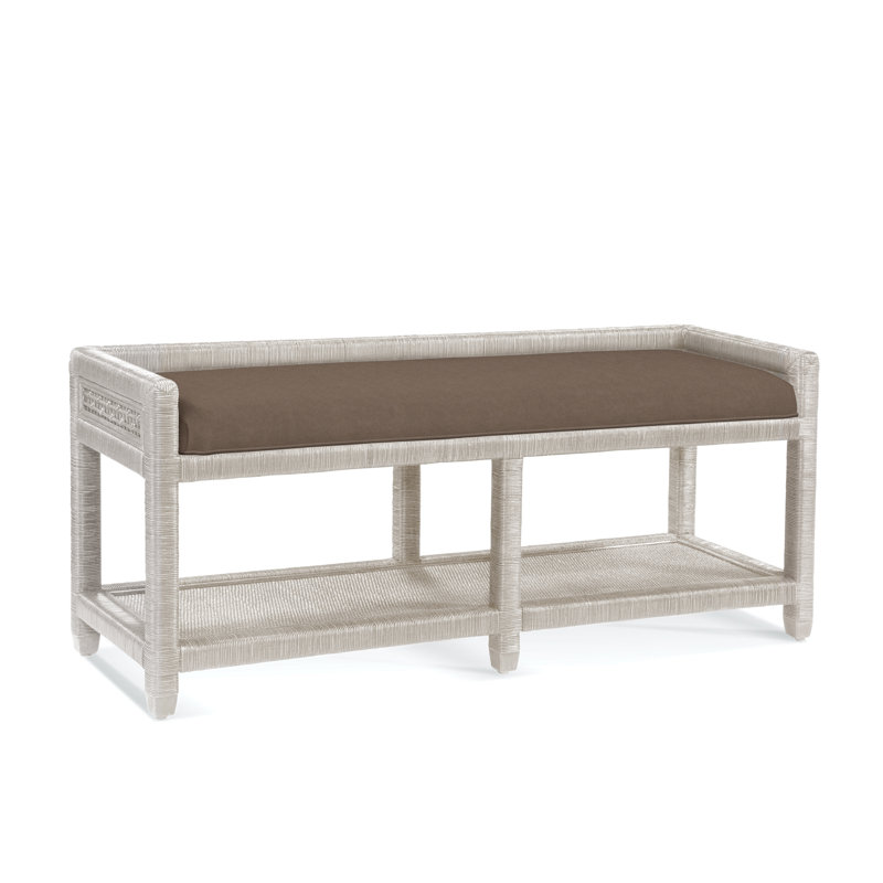 Pine Isle Upholstered Dining Bench, Elite Ash; 0321-83, Antique Frost White