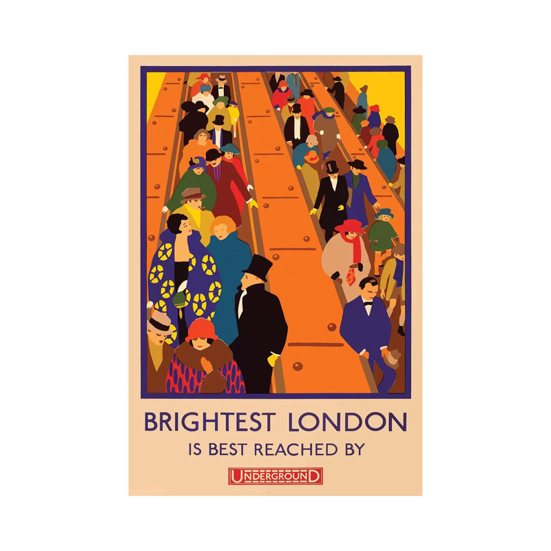 London Underground, Brightest London by Vintage Apple Collection - Wrapped Canvas Print, 101.6 cm H x 66.04 cm W x 1.91 cm D