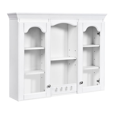 Wall Mounted Bathroom Cabinet, 2 Doors, Space Saving, White Finish, Adjustable Interior Shelves , White, Shelf For Supplies