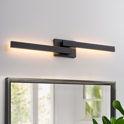 30in. Black Dimmable 26w Led Outdoor Wall Lantern Sconce With Frosted Glass