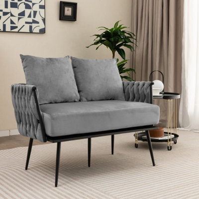 Modern Loveseat Sofa Upholstered Dutch Velvet Sofa Couch