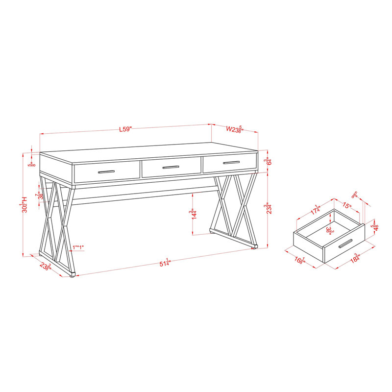 Steel Writing Desk with Built-In Electrical Outlet