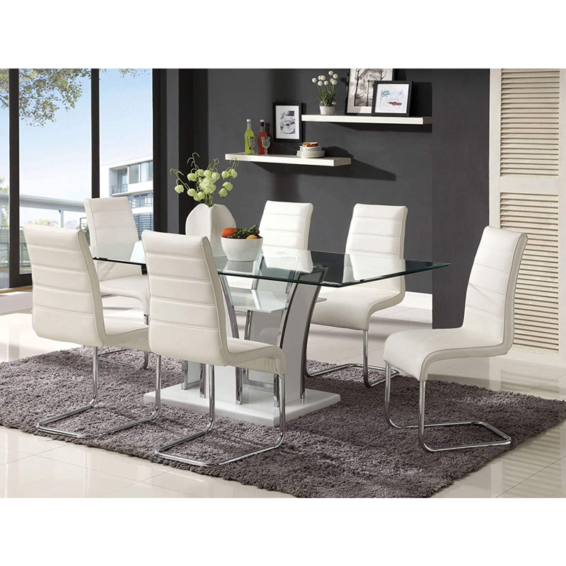 Chennai Glass Top Pedestal Dining Set