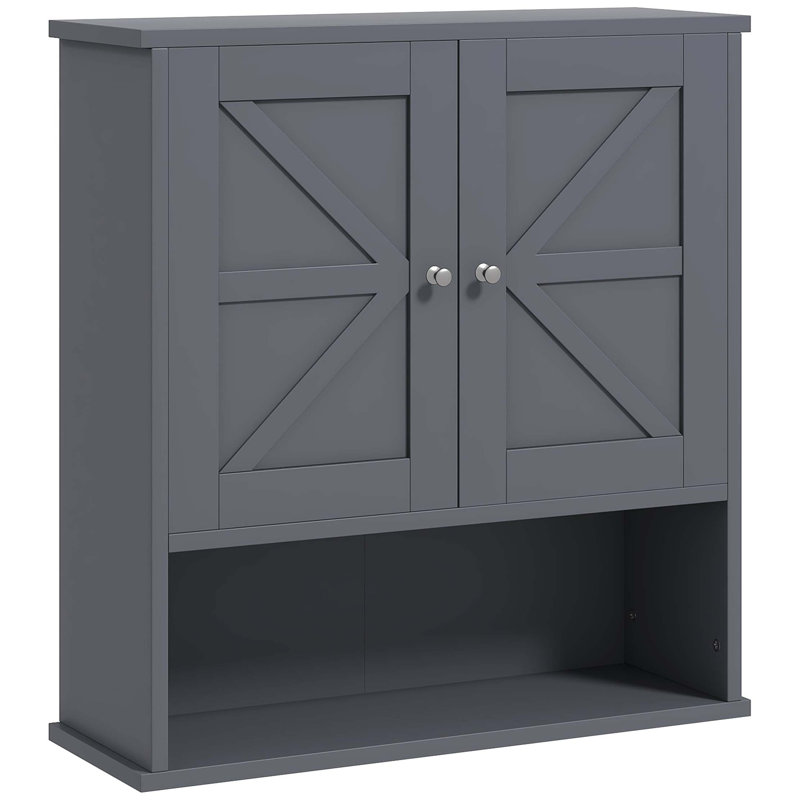 Armoire murale Kleankin Farmhouse, armoire à pharmacie murale avec tablette ouverte et tablette réglable, rangement pour salle de lavage