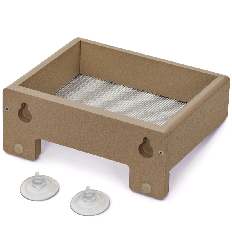 Window Tray Bird Feeder, 2H x 10W x 11D, Beige