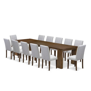 L'ensemble de salle à manger extensible comprend une table Xtenczar, des chaises de salle à manger en tissu de lin (option de finition)