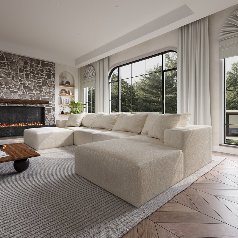 Canapé surdimensionné rembourré avec oreillers, Beige
