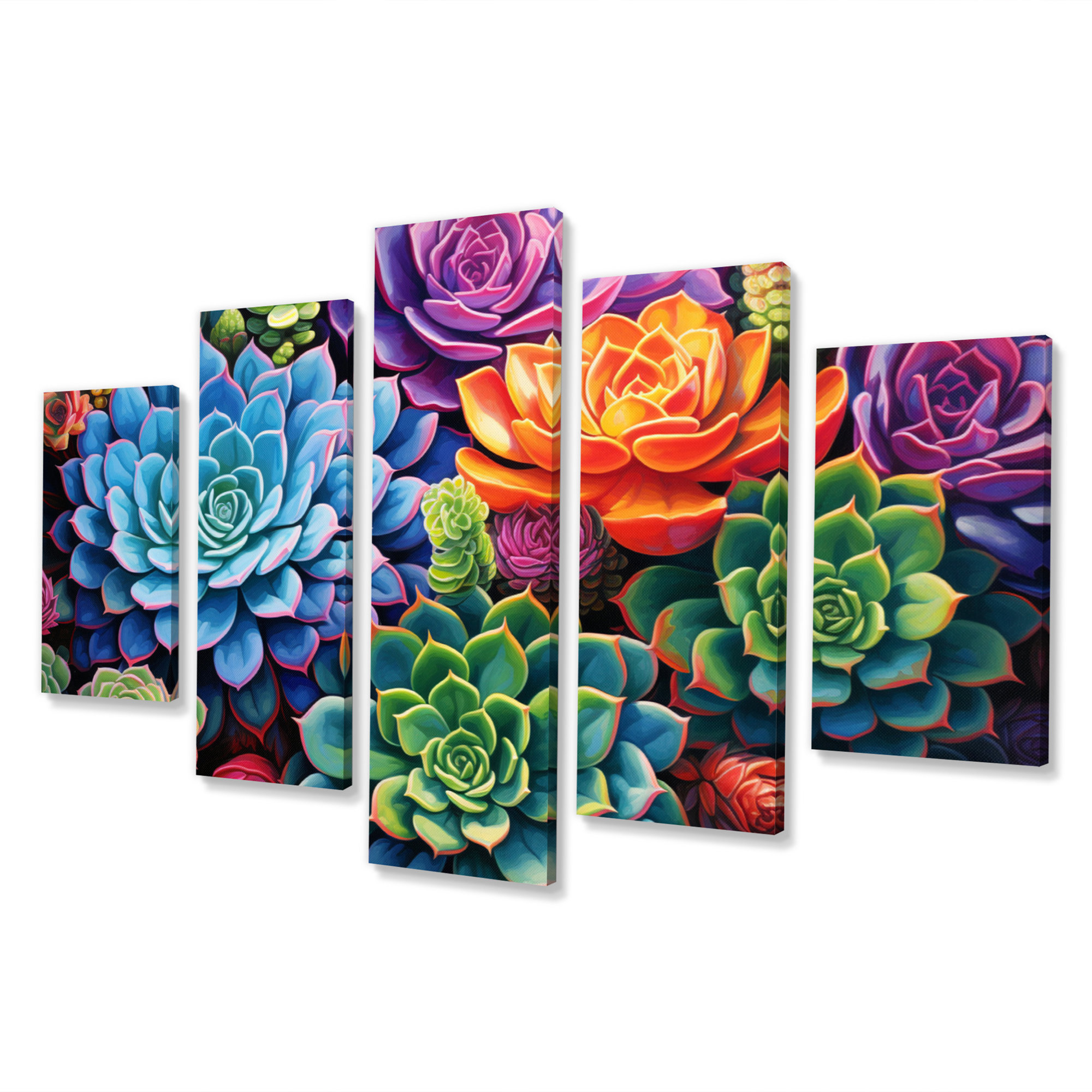 Dakota Fields Colorful Succulents Succulent Whimsy I Floral Wall Art