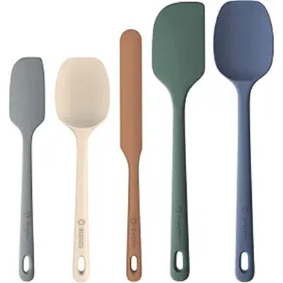 Ensemble de 5 spatules en silicone, spatule en caoutchouc de qualité alimentaire, poignée solide de mise à niveau avec poignée ergonomique, résistant à la chaleur jusqu'à 600 ° F pour batterie de cuisine antiadhésive, cuisson