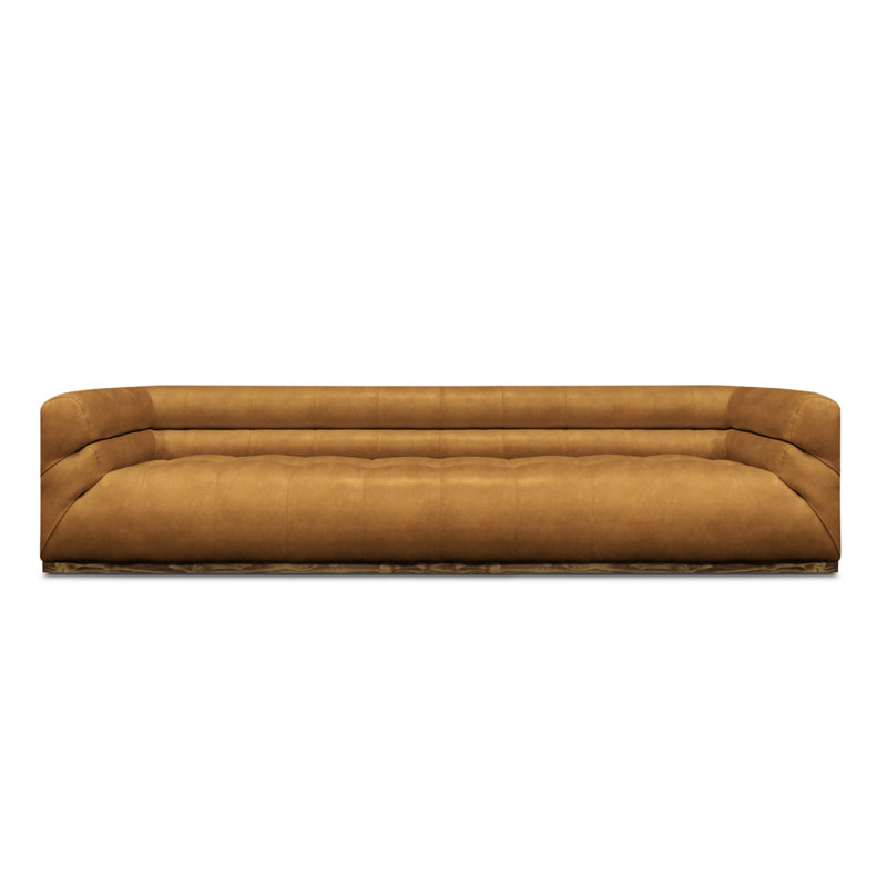 Monet 100'' Leather Sofa, Nutmeg Coachella Genuine Leather, Ash Honey