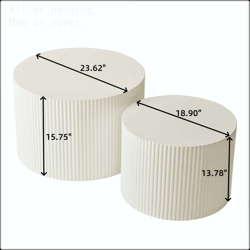Ensemble de tables basses Wave Stripe, Beige