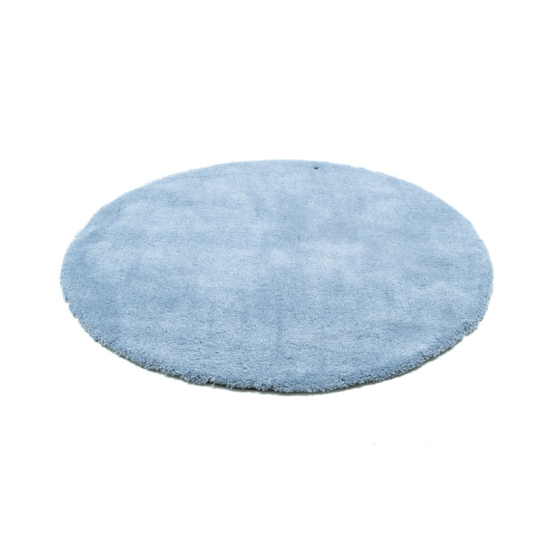 Handgefertigter Hochflor-Teppich Cozy in leicht Blau