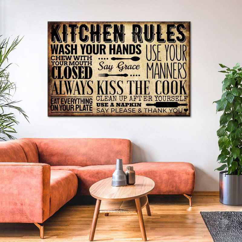 «Traditional Kitchen Rules» sur impression sur toile, H 45 po x l 30 po x P 1,25 po