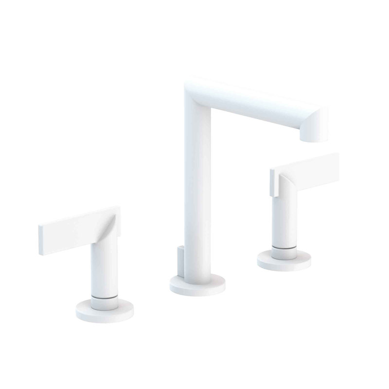 Keaton Widespread Bathroom Faucet with Drain Assembly, Matte White