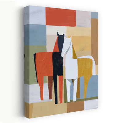 Abstrait, cheval, formes, abstrait, cheval contemporain coloré, reproduction d'art