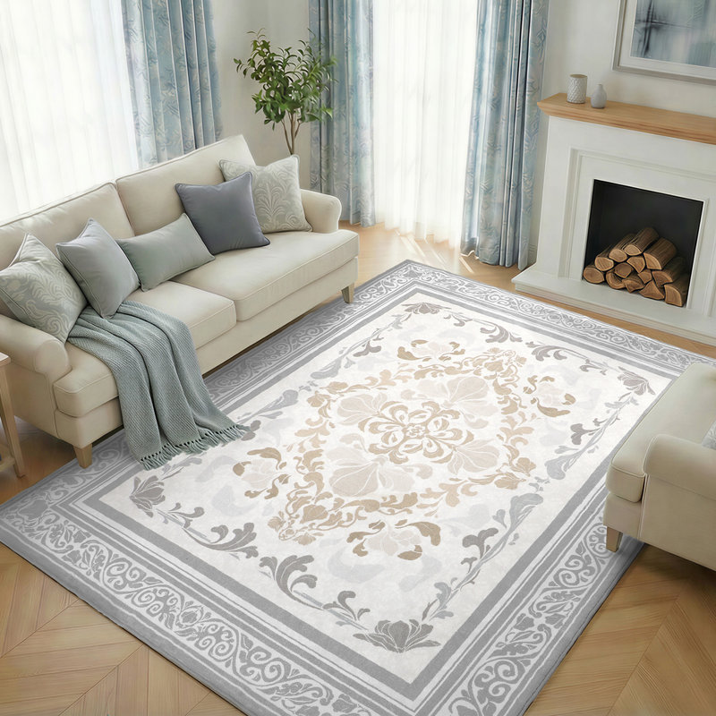 Floral Indoor Rug, Taupe, Rectangle 8' x 10'