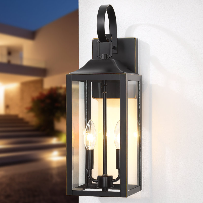 Aurelia 18" 2-Light Outdoor Wall Light, Gold/Satin Black