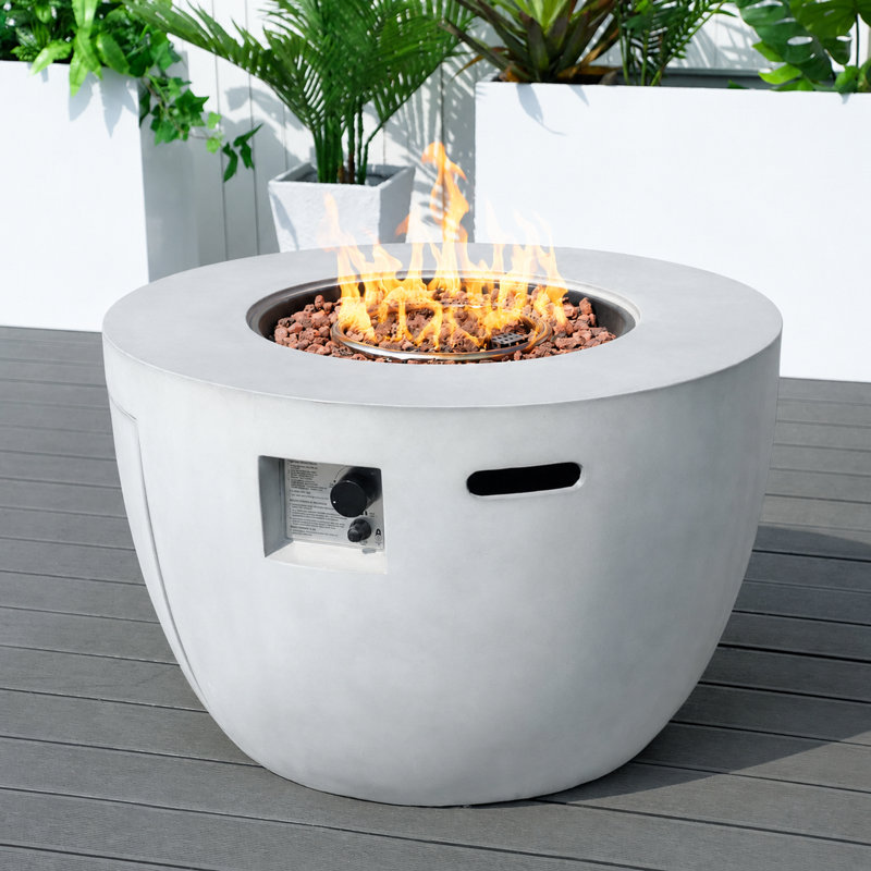23.8'' H x 36'' W Terrafab Propane Outdoor Fire Pit Table, White